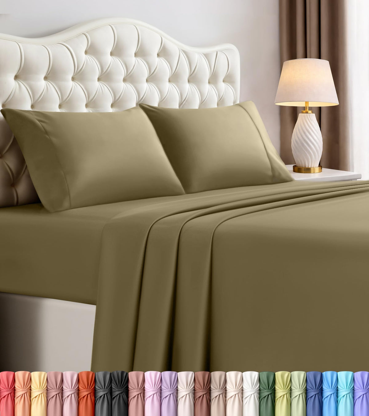 Twin Sheets Set, 3 Pieces 16" Deep Pocket Hotel Luxury Bed Sheets, Grey