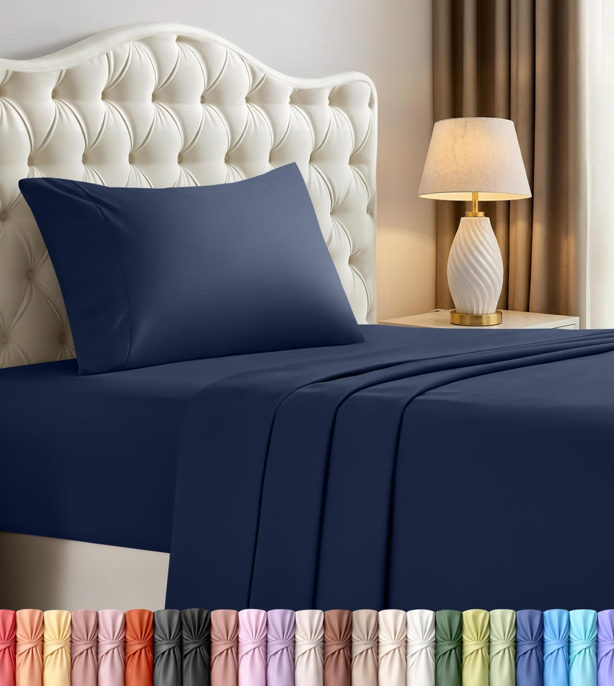 Queen Sheets Set, 4 Pieces 16" Deep Pocket Hotel Luxury Bed Sheets, Black