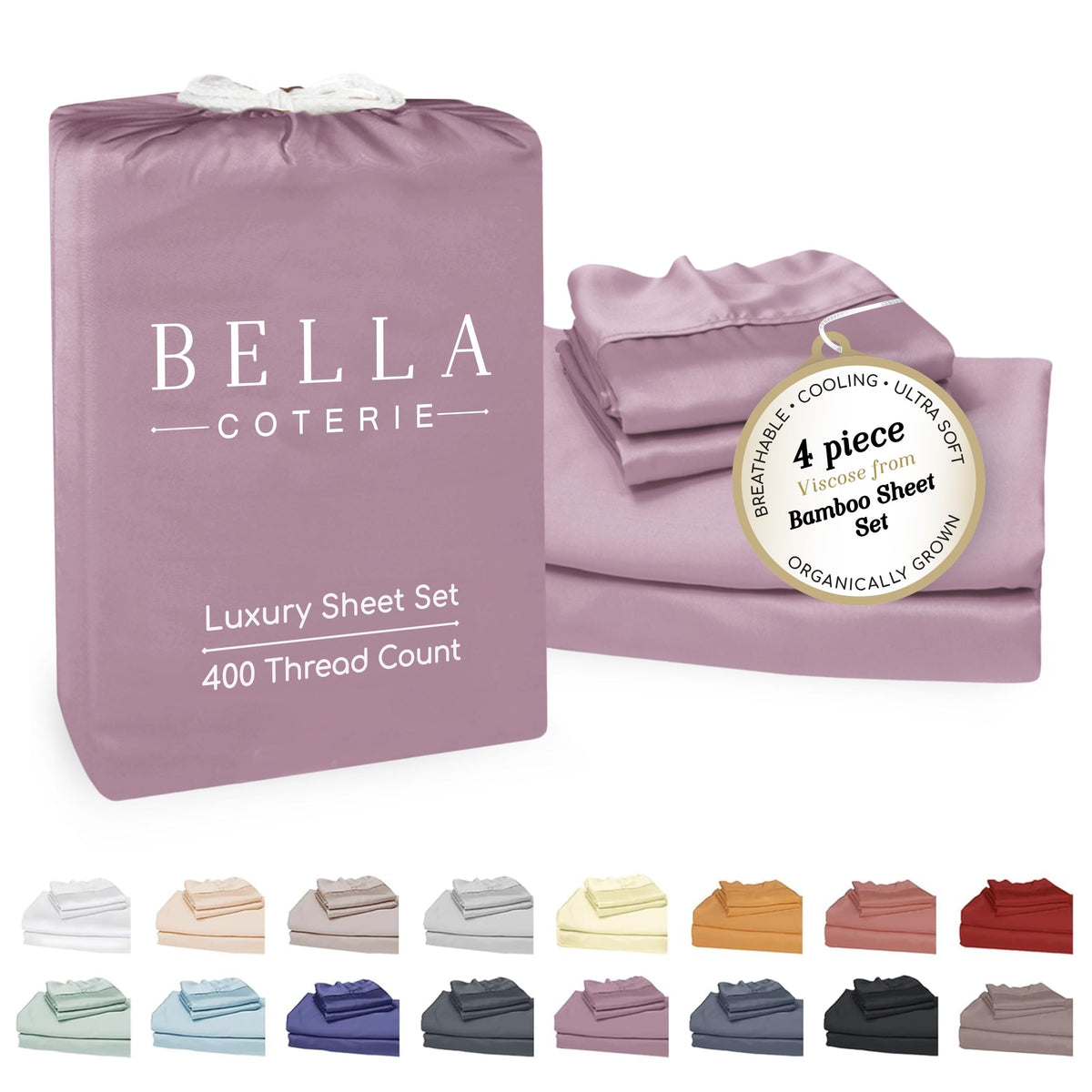 Bella Coterie Luxury Bamboo Viscose Queen Size Sheet Set
