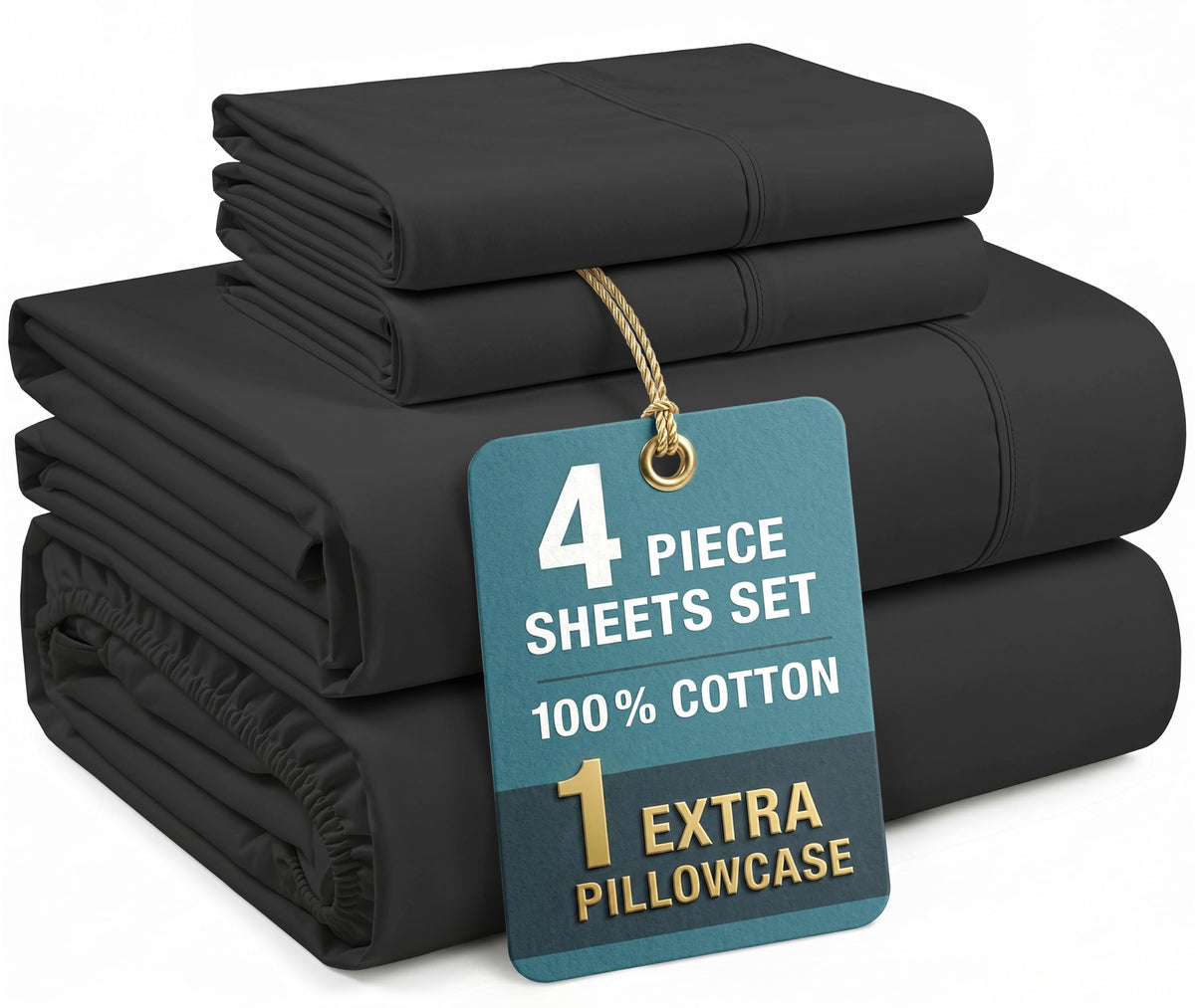 Casa Platino King Size Sheets Set –100% Cotton King Sheets with 4 Pillowcases, Lightweight Feel & Secure Fit, Crisp & Breathable Percale Weave with 15" Deep Pocket, Soft and Cozy – Pure White