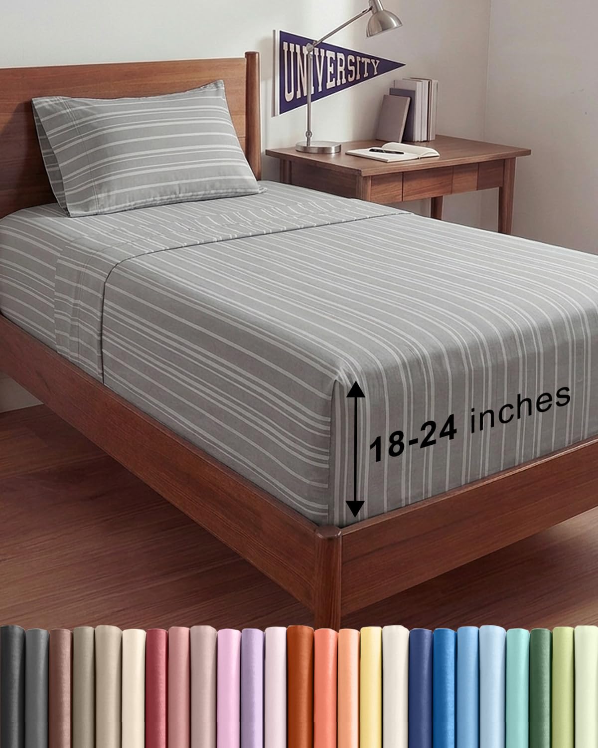 Extra Deep Queen Sheet Set - 4 Piece Breathable Cooling Sheets - Dark Grey
