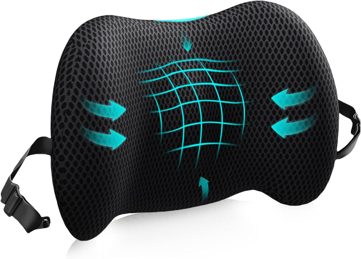 Lumbar Support Pillow for Office Chair, Memory Foam Car Back Cushion