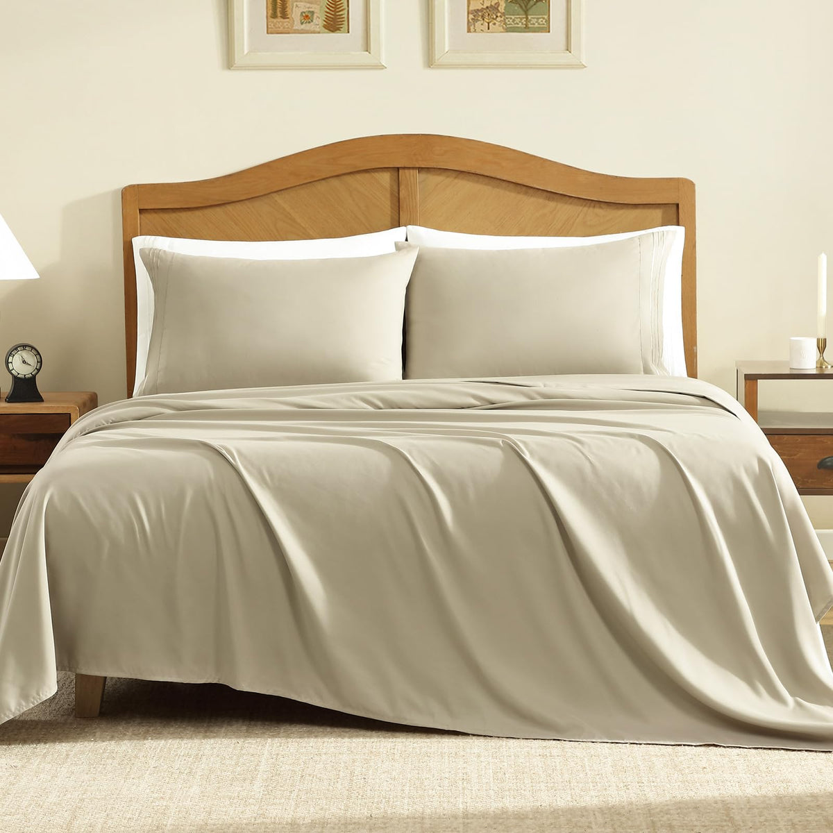 ClevaHome Queen Sheets Set, 4-Piece Fitted Queen Sheets, Lilac