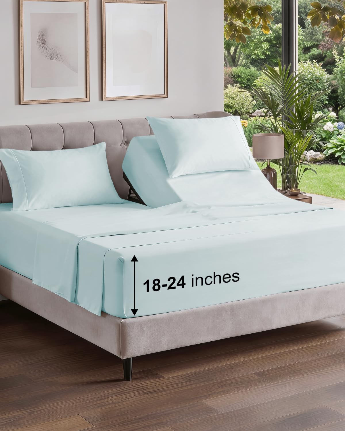 Extra Deep Queen Sheet Set - 4 Piece Breathable Cooling Sheets - Dark Grey