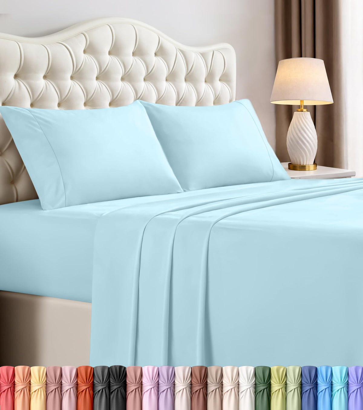 Queen Sheets Set, 4 Pieces 16" Deep Pocket Hotel Luxury Bed Sheets, Brown