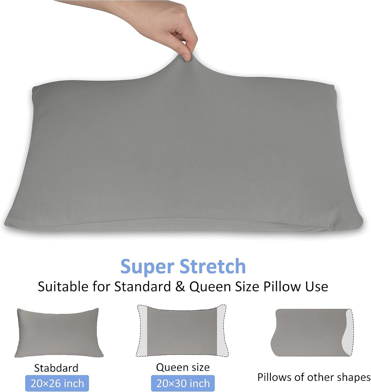 N&Y HOME Jersey Knit Pillow Cases Standard/Queen Set of 2, Light Gray