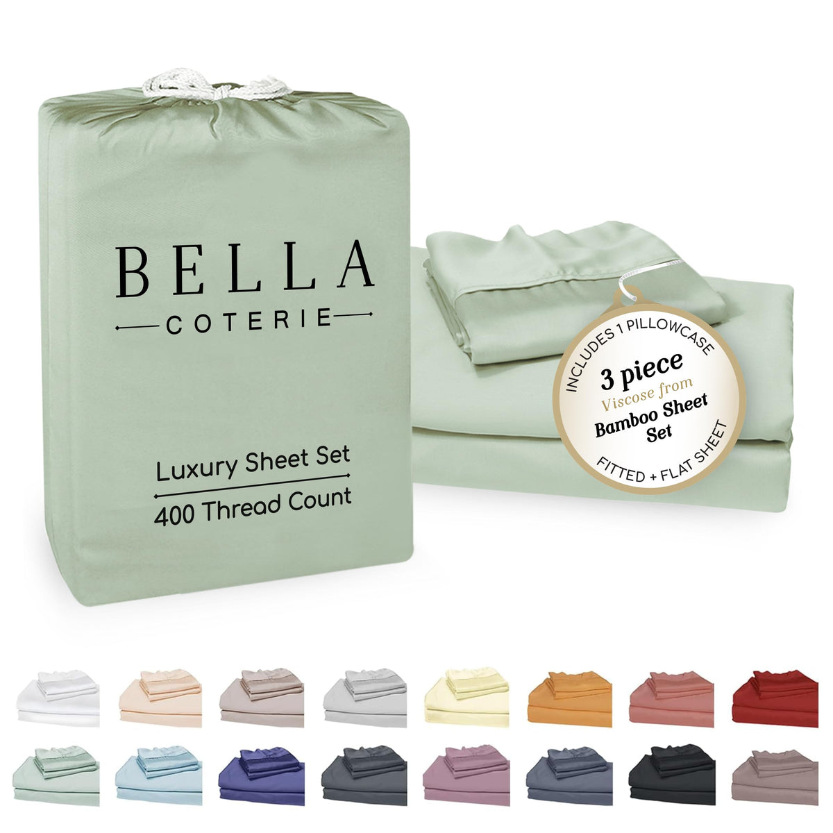 Bella Coterie Luxury Bamboo Viscose Queen Size Sheet Set