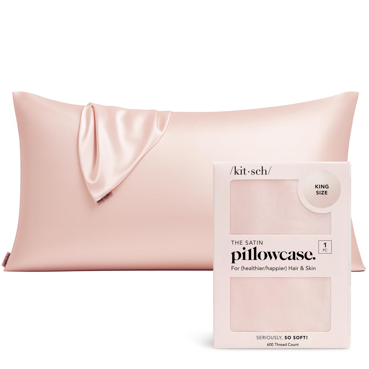 Kitsch Satin Pillowcase with Zipper - 2 pcs Standard Size, Aura