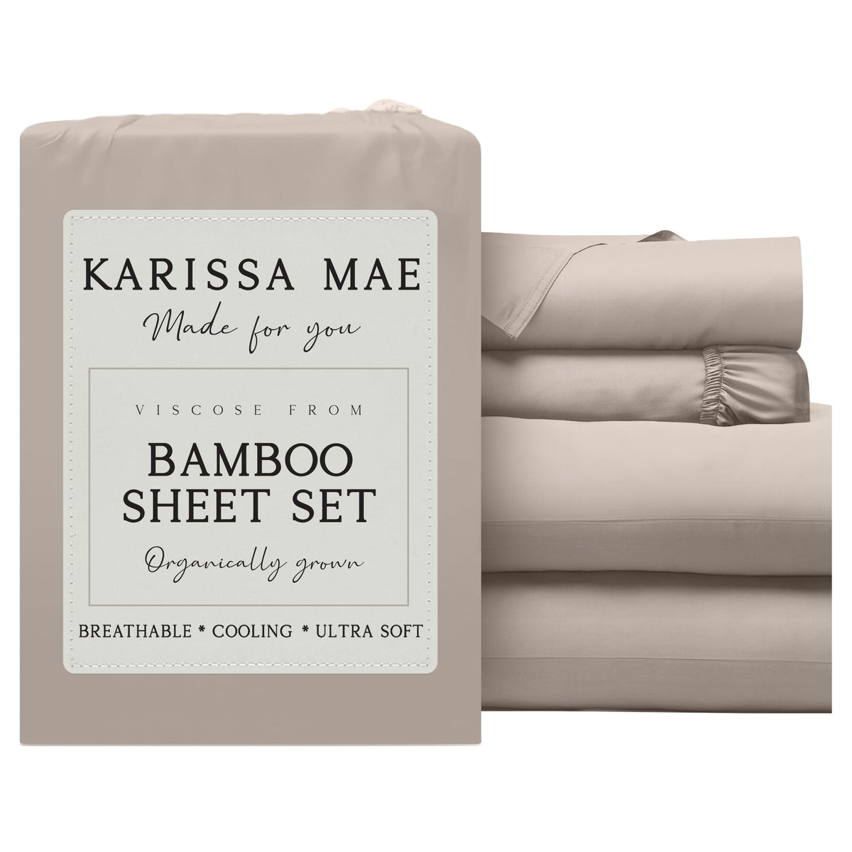 KARISSA MAE 7 Piece Luxury Bamboo Viscose Split King Sheets, FSC Certified