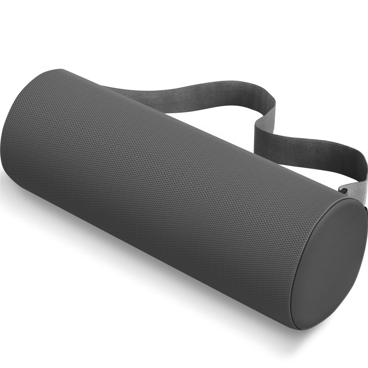 CushZone Lumbar Roll Support Pillow, Memory Foam Back Cushion, Black