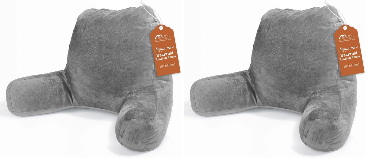 Sasttie Reading Pillow for Bed, Back Pillow for Sitting Up, Dark Grey