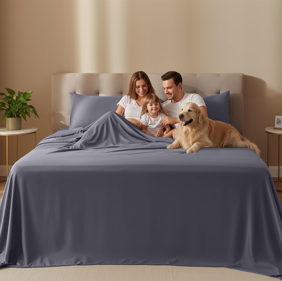 Full Sheets Set, 4 Pieces 16" Deep Pocket Hotel Luxury Bed Sheets, Grey