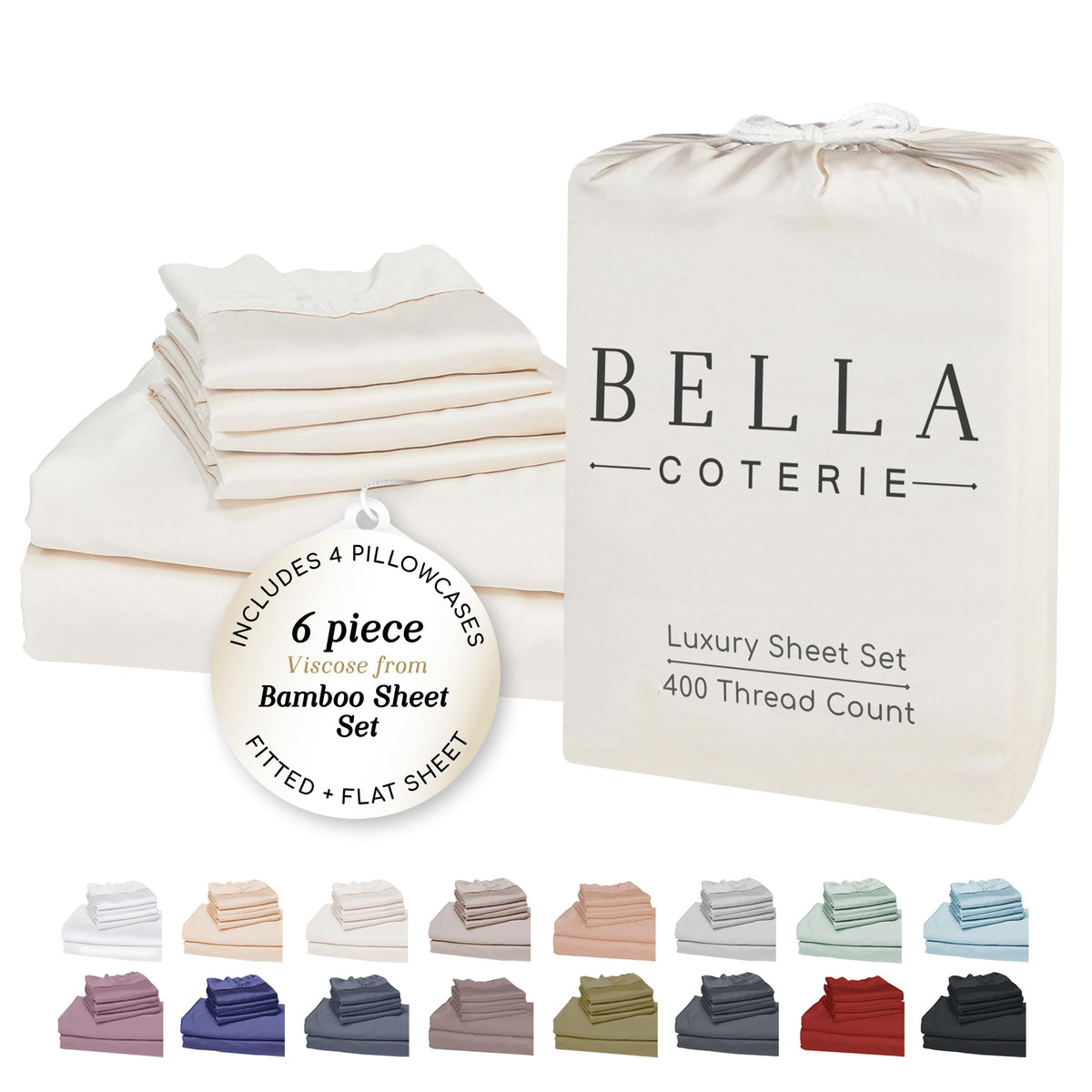 Bella Coterie Luxury Bamboo Viscose Queen Size Sheet Set