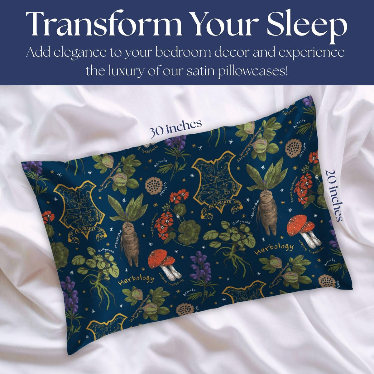 Jay Franco Satin Pillowcase - Standard Size 20x30 Inch Silky Soft Premium Pillow Cover, Blue - Harry Potter