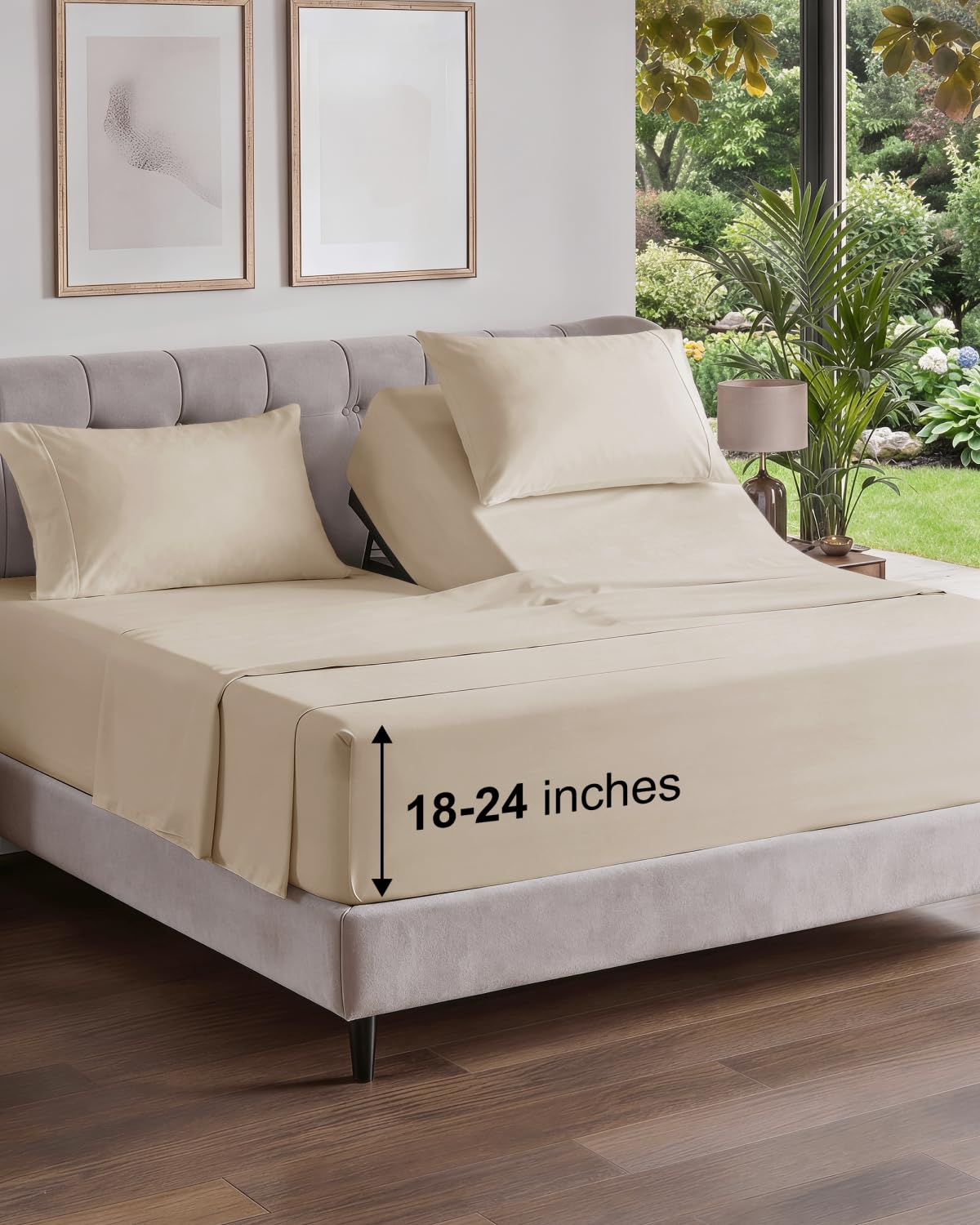 Extra Deep Queen Sheet Set - 4 Piece Breathable Cooling Sheets - Dark Grey