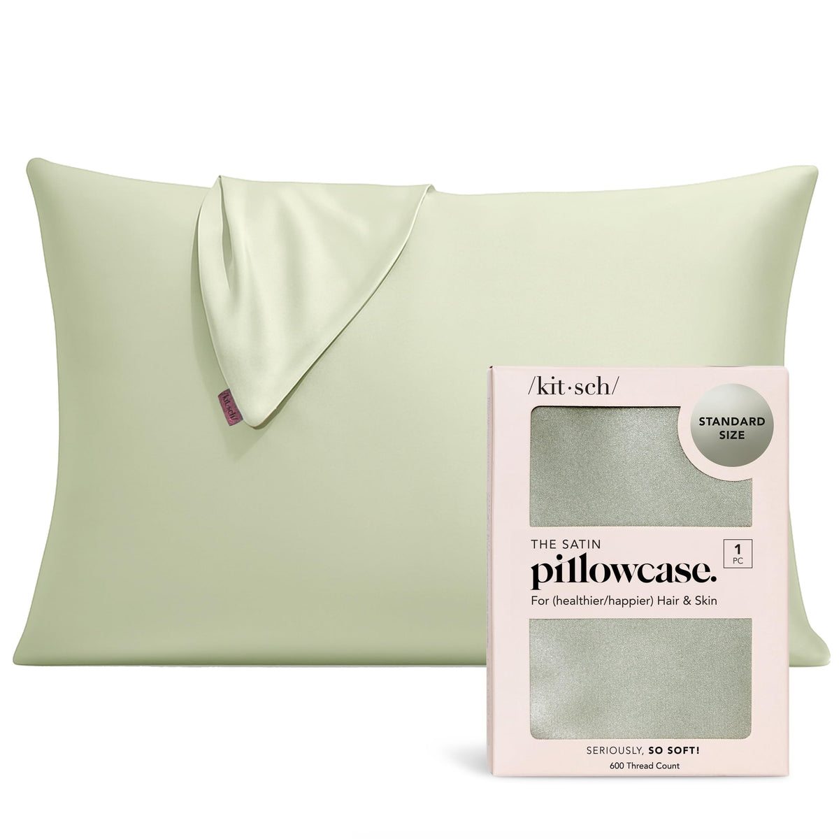 Kitsch Satin Pillowcase with Zipper - 2 pcs Standard Size, Aura