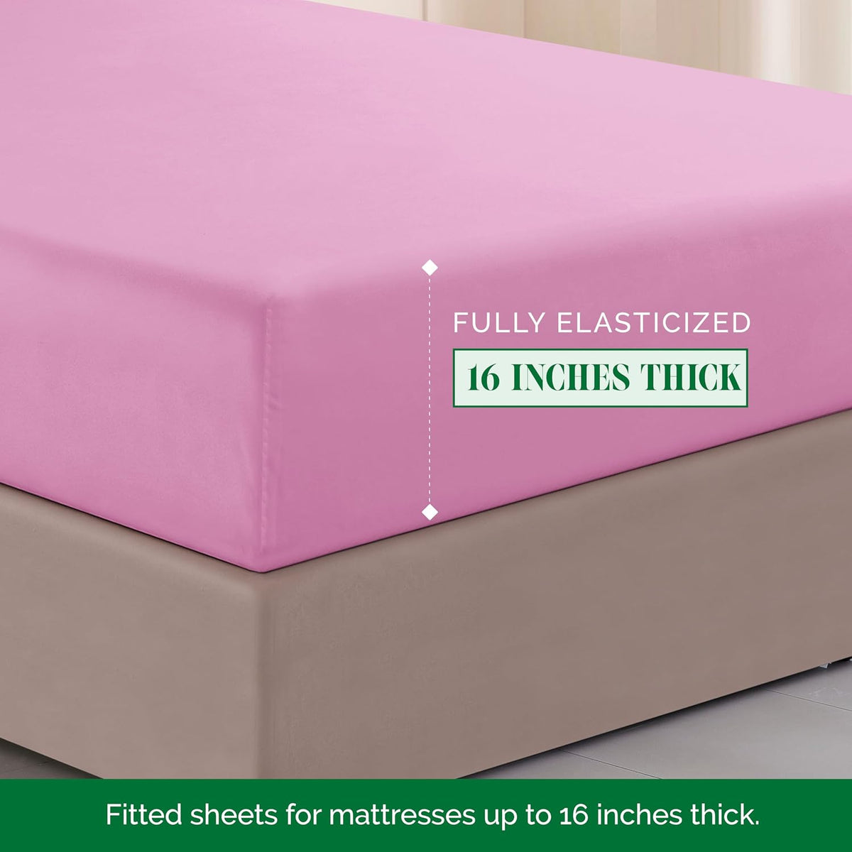 Elegant Comfort Luxurious 1500 Premium Hotel Quality Microfiber Three Line Embroidered Softest 4-Piece Bed Sheet Set, Wrinkle and Fade Resistant, Queen, Light Pink