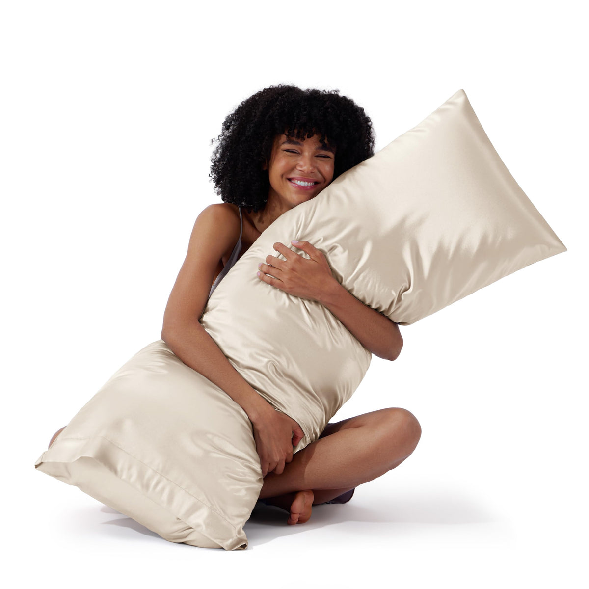 Bedsure Satin Pillowcases Queen Set of 2, Similar to Silk Pillow Cases Grey