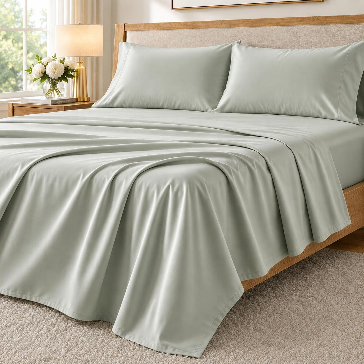 Queen Sheet Set, 400 Thread Count Bed Sheets Queen Size Set - French Blue