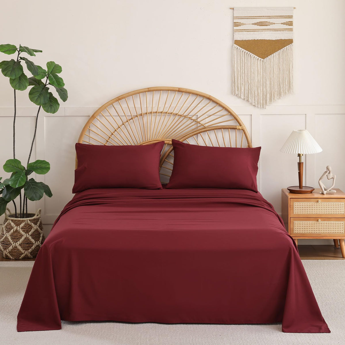 Full Size Sheet Sets, 4 Piece 15" Deep Pocket Full Sheet Set - White