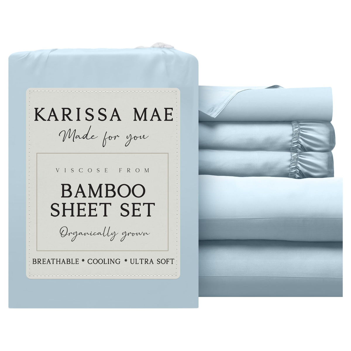 KARISSA MAE 7 Piece Luxury Bamboo Viscose Split King Sheets, FSC Certified