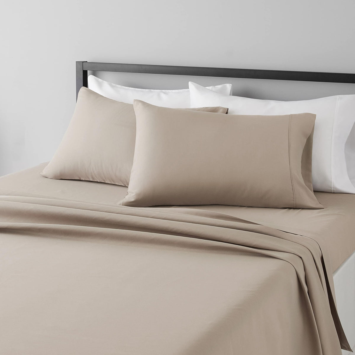 Amazon Basics Lightweight Super Soft Easy Care Wrinkle-Free Breathable Brushed Microfiber 3-Piece Bed Sheet Set with 14-Inch Deep Pockets, Twin, Dark Gray, Solid
