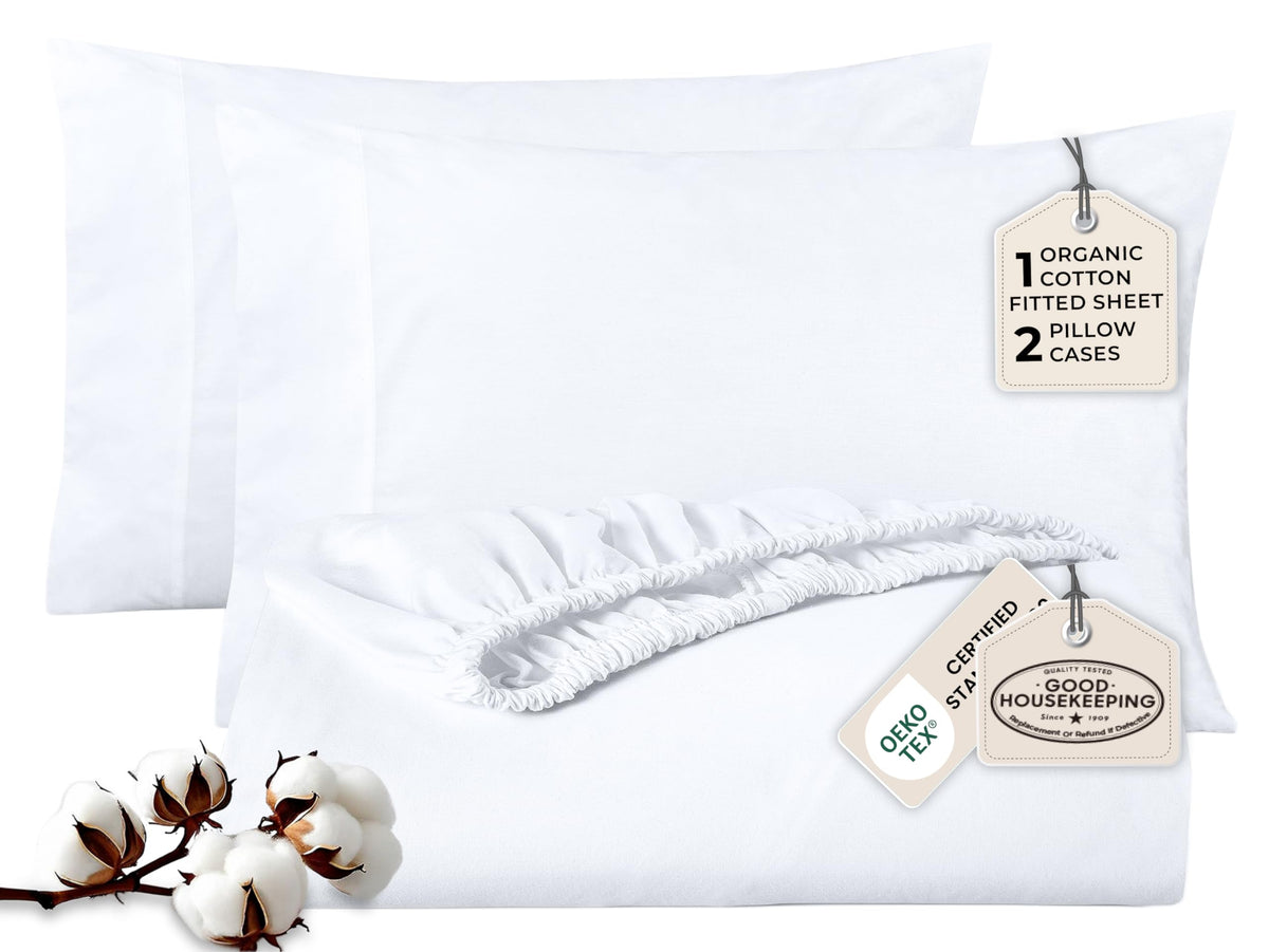 Royale Linen Fitted Sheet With Pillowcases - Queen Fitted Sheets With 2 Pillowcase - 300 Thread Count 100% Organic Cotton - Fit Mattress Up to 18" Deep - Soft & Breathable - Sage Green (No Flat Sheet)