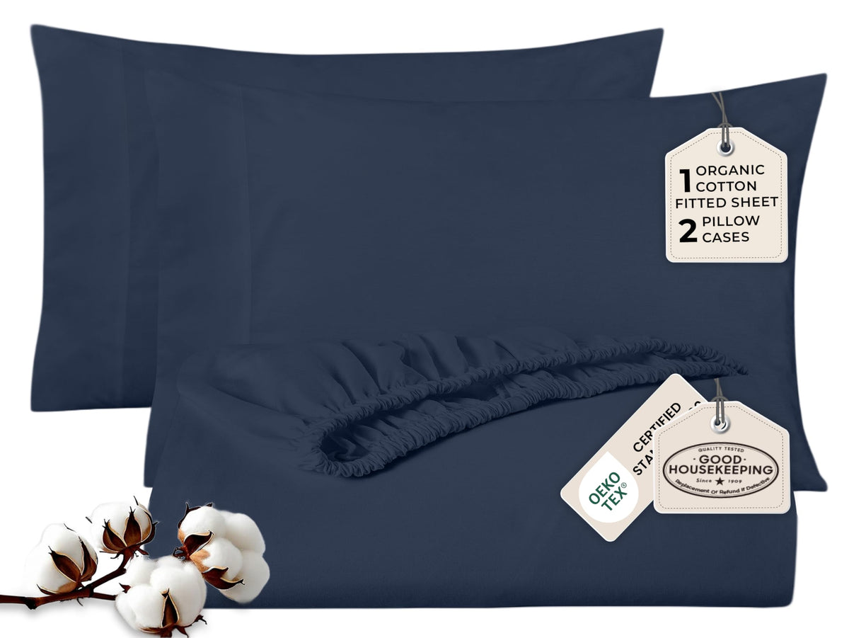 Royale Linen Fitted Sheet With Pillowcases - Queen Fitted Sheets With 2 Pillowcase - 300 Thread Count 100% Organic Cotton - Fit Mattress Up to 18" Deep - Soft & Breathable - Sage Green (No Flat Sheet)