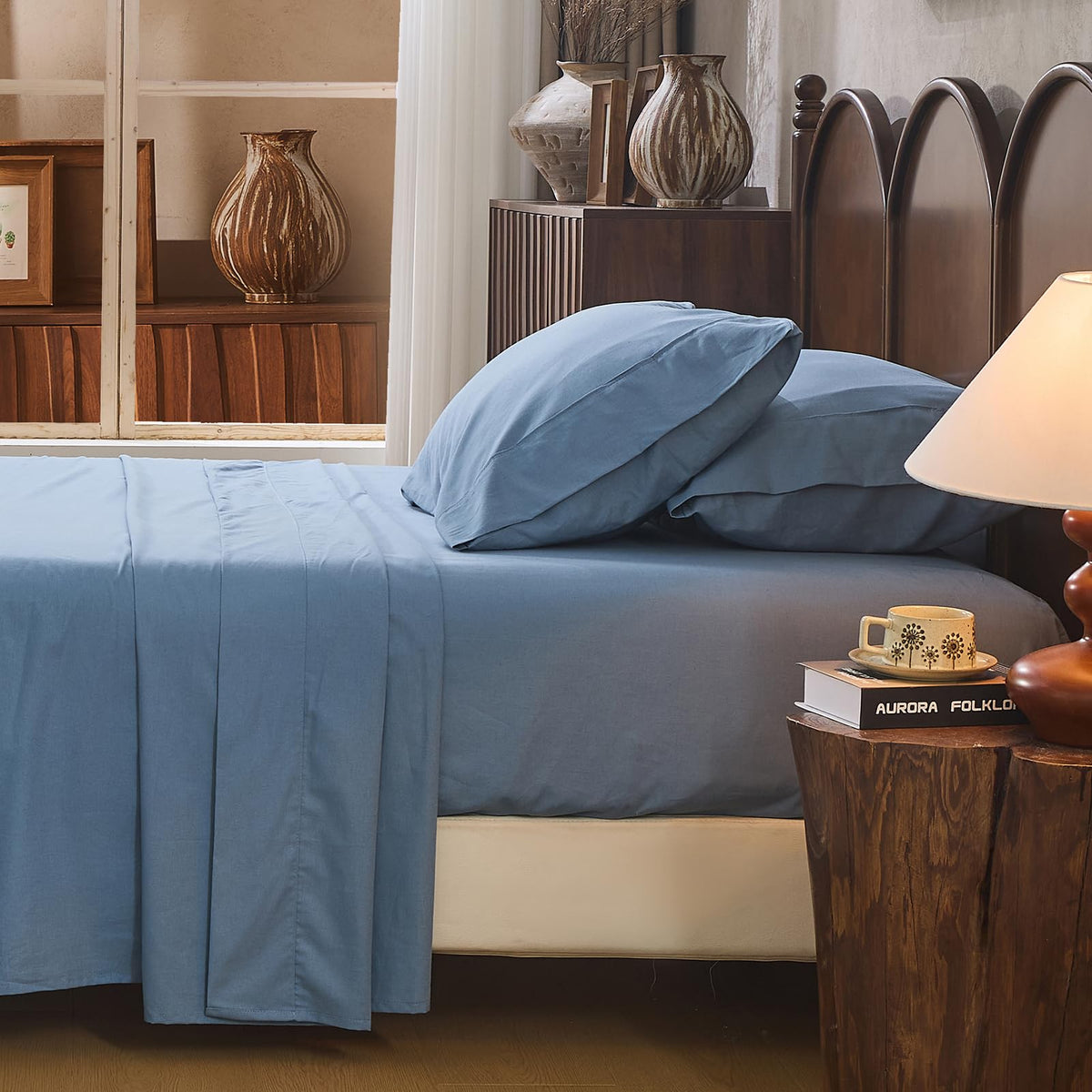 100% Linen Sheets Queen Size,Breathable & Durable 4-Piece Bed Flax Sheet Set,Soft All-Season Bedding for Hot Sleepers 16" Deep Pocket Oeko-TEX Certified,（Queen, Linen）