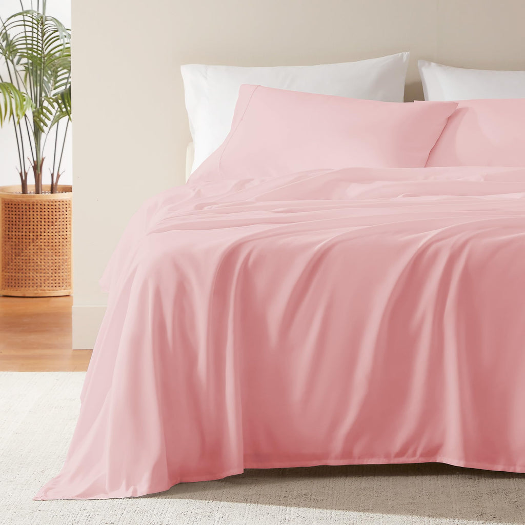 SLEEP ZONE Striped Cooling Queen Sheets Set - Fitted Flat Sheet & Pillowcase Sets 4 Piece - Super Soft Stripe Bed Sheet, Easy Care, Deep Pocket (Teal, Queen)