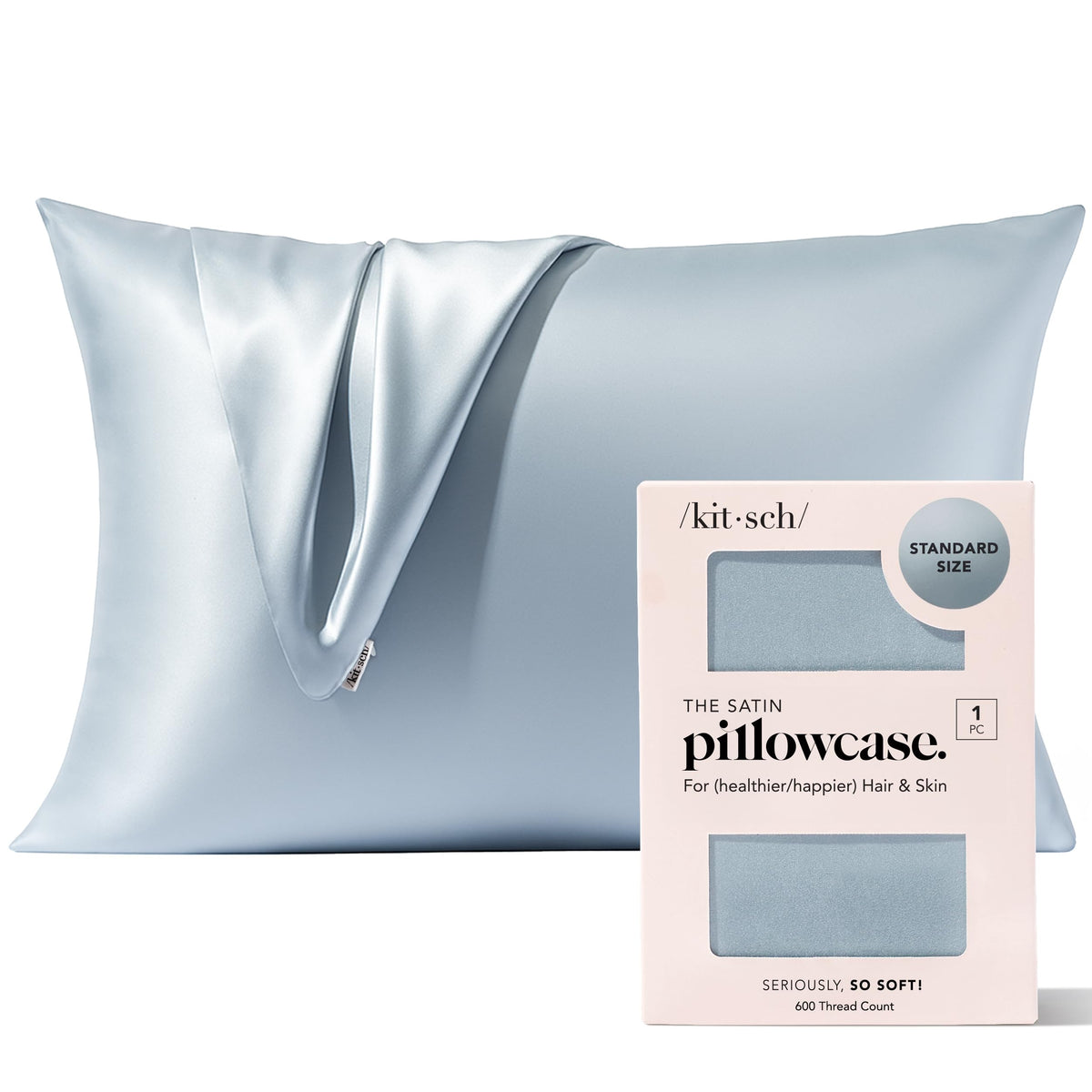 Kitsch Satin Pillowcase with Zipper - 2 pcs Standard Size, Aura