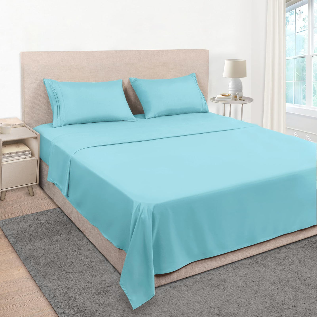 Mejoroom Queen Size Sheet Set - Hotel Luxury 1800 Bedding Sheets & Pillowcases - Deep Pocket Fitted Sheet, Soft, Breathable, Wrinkle & Fade Resistant - 4 Piece (Queen, Blush Pink)