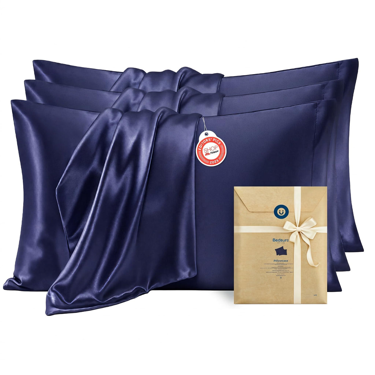 Bedsure Satin Pillowcases Queen Set of 2, Similar to Silk Pillow Cases Grey