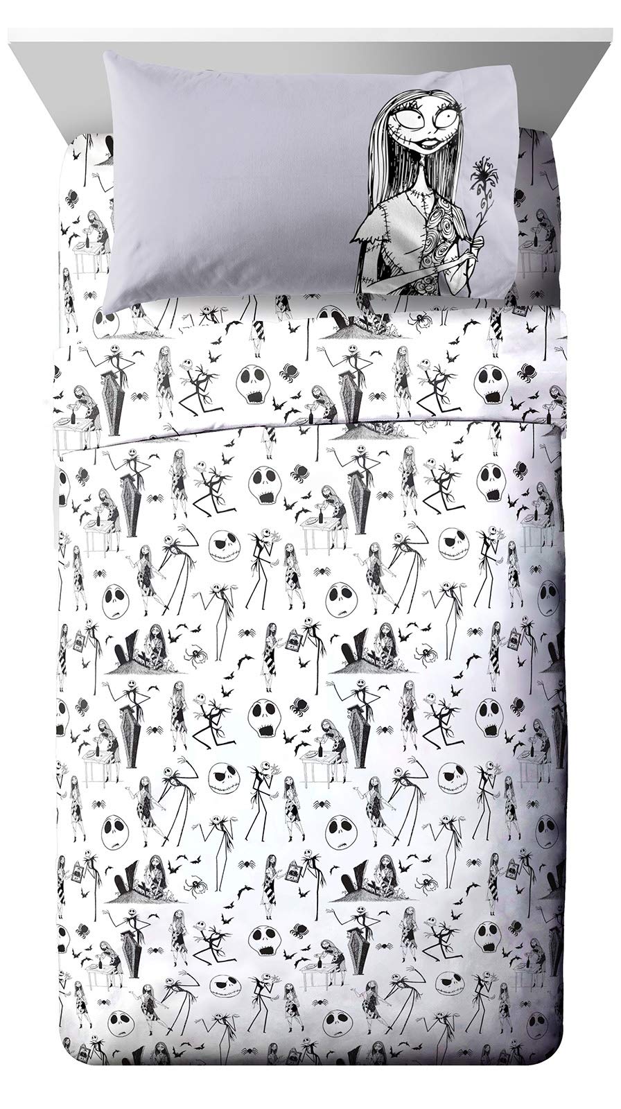 Jay Franco Kids Sheet Set with Fitted, Flat Sheets & Pillow Cover - Ultra-Soft Bedding with Pillowcase for Room Decor, White - Monster Jam, 3 Piece Toddler
