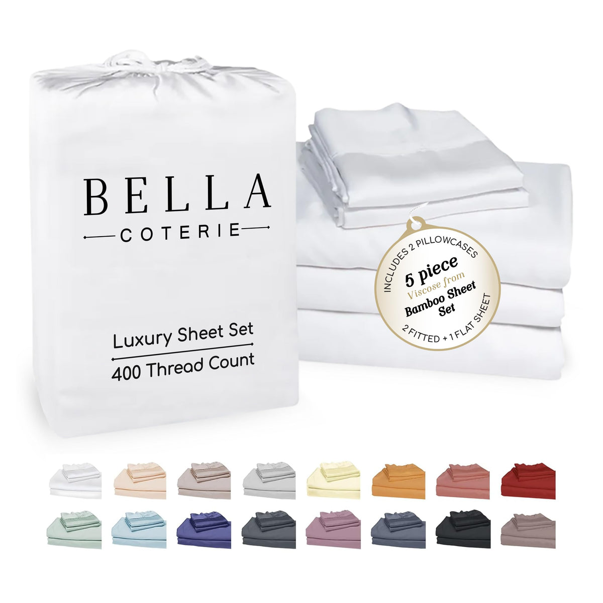 Bella Coterie Luxury Bamboo Viscose Queen Size Sheet Set