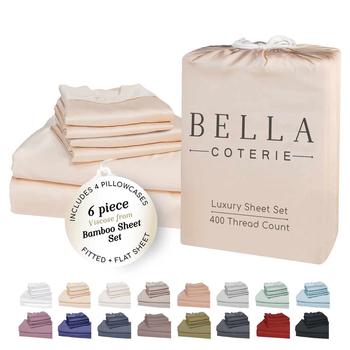 Bella Coterie Luxury Bamboo Viscose Queen Size Sheet Set