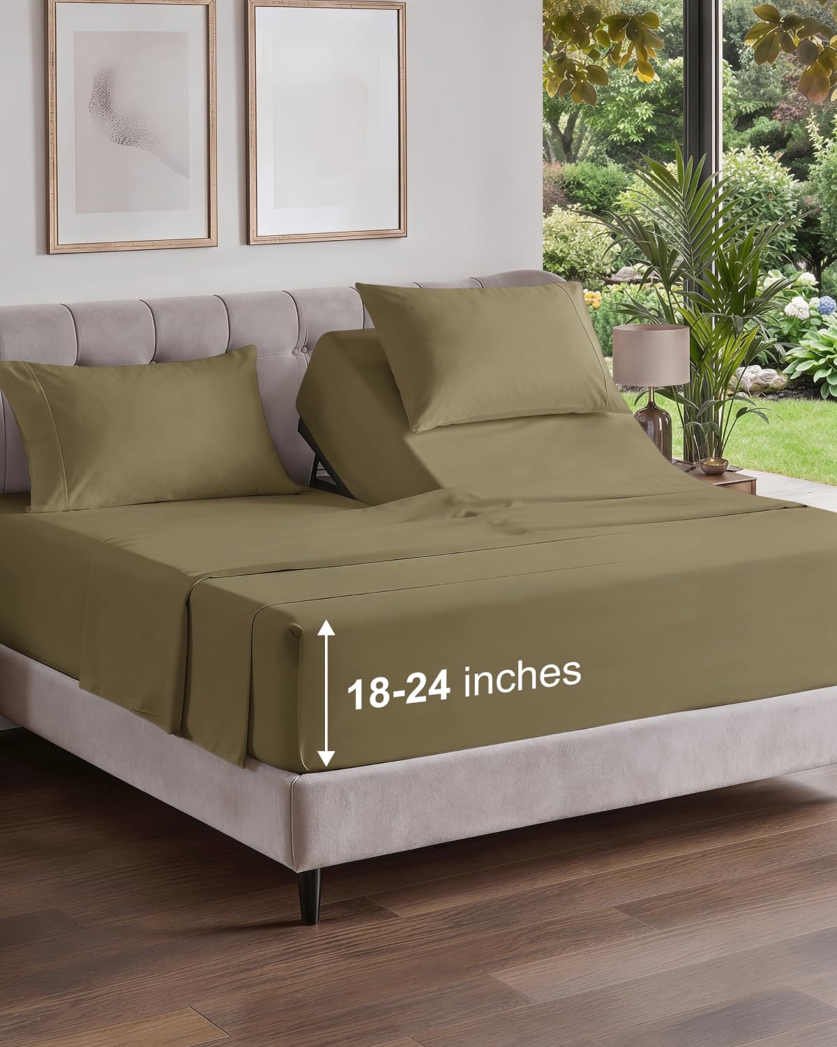 Extra Deep Queen Sheet Set - 4 Piece Breathable Cooling Sheets - Dark Grey