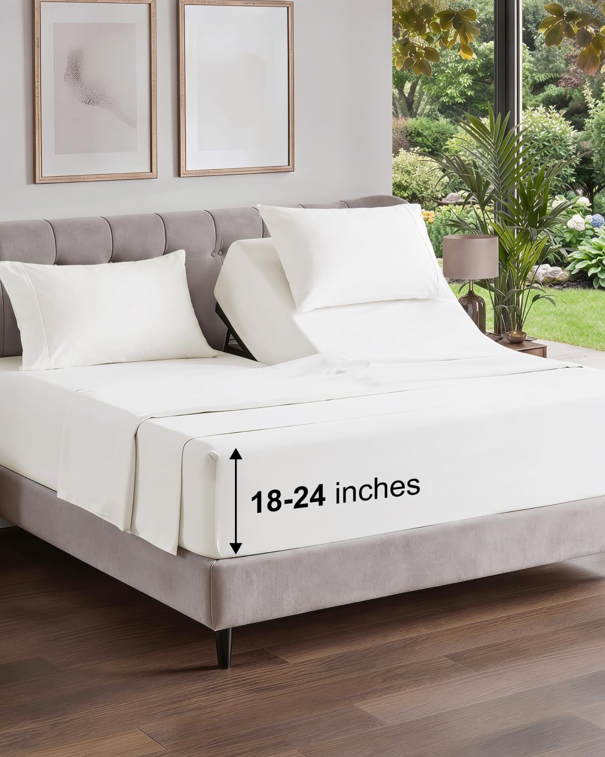 Extra Deep Queen Sheet Set - 4 Piece Breathable Cooling Sheets - Dark Grey