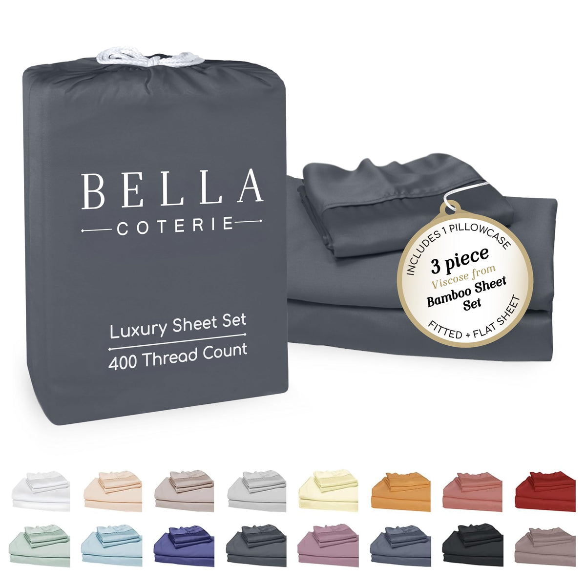 Bella Coterie Luxury Bamboo Viscose Queen Size Sheet Set