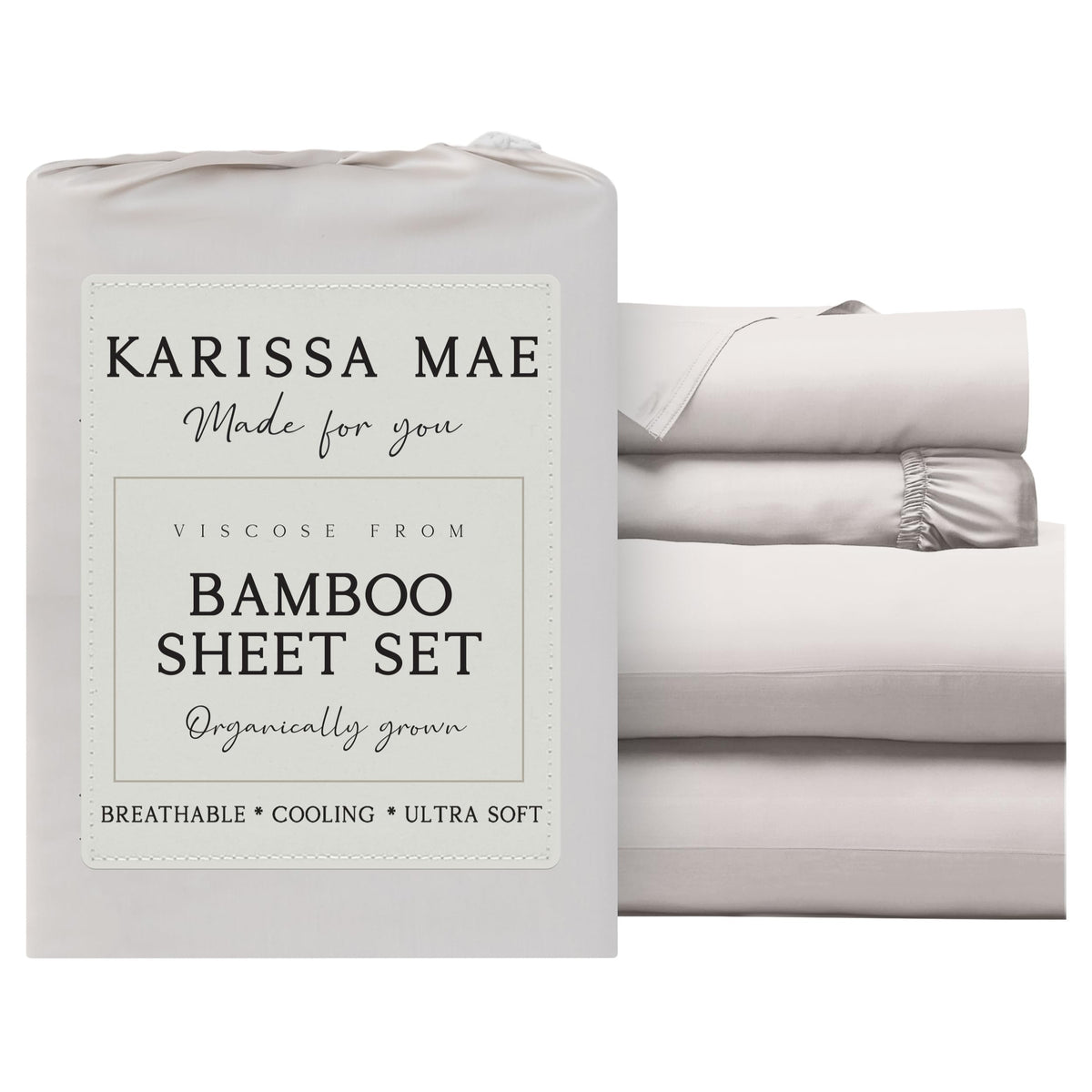 KARISSA MAE 7 Piece Luxury Bamboo Viscose Split King Sheets, FSC Certified