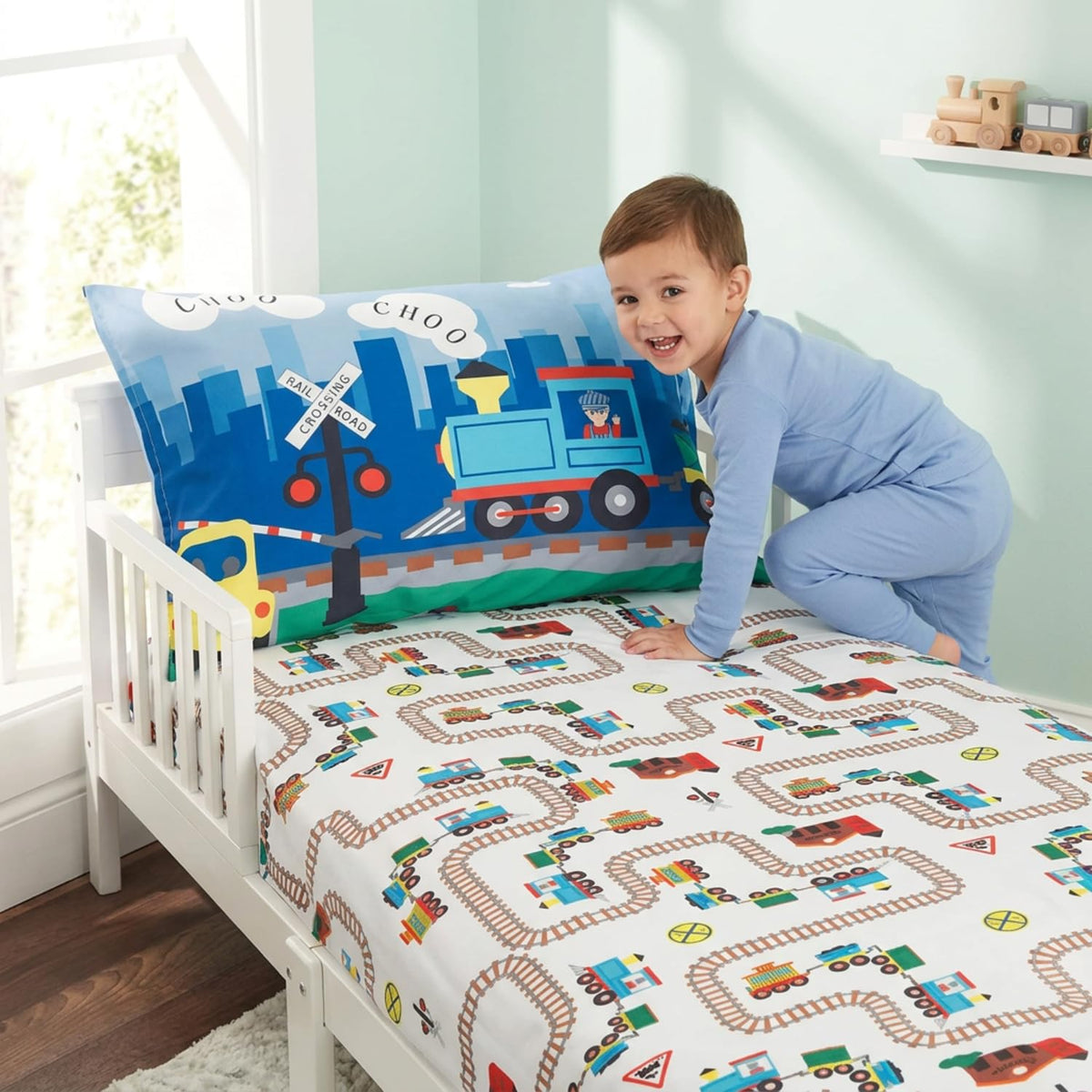 Everyday Kids Toddler Fitted Sheet and Pillowcase Set -Princess Storyland- Soft Breathable Microfiber Toddler Sheet Set
