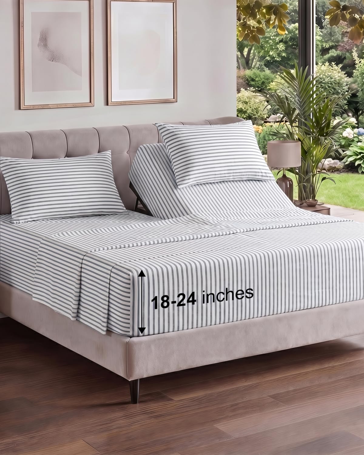 Extra Deep Queen Sheet Set - 4 Piece Breathable Cooling Sheets - Dark Grey