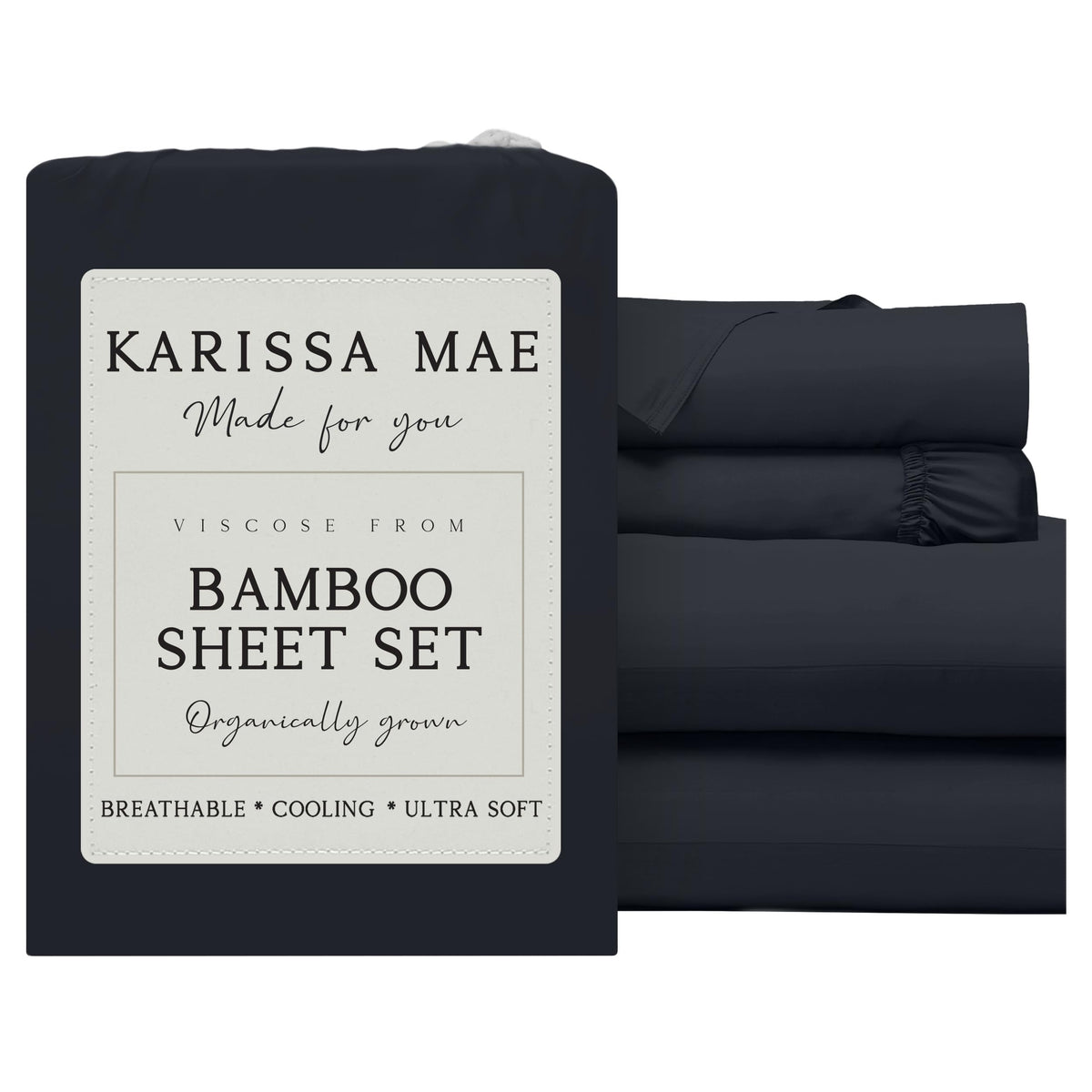 KARISSA MAE 7 Piece Luxury Bamboo Viscose Split King Sheets, FSC Certified
