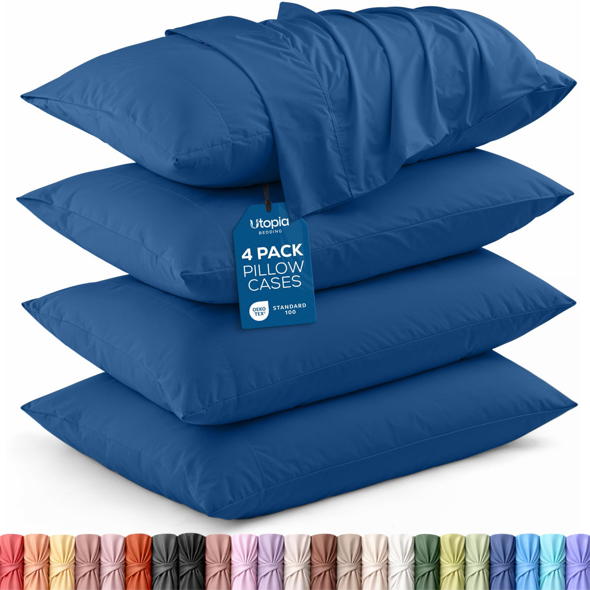 Pillow Covers Queen Size Set of 4, Soft and Comfy Pillow Cases, White
