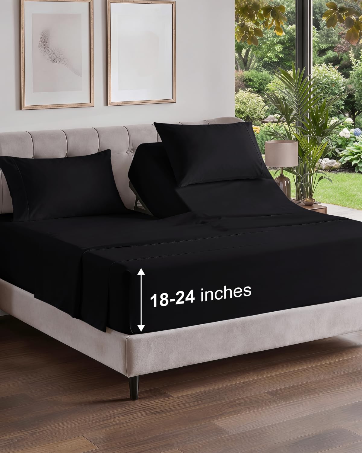 Extra Deep Queen Sheet Set - 4 Piece Breathable Cooling Sheets - Dark Grey