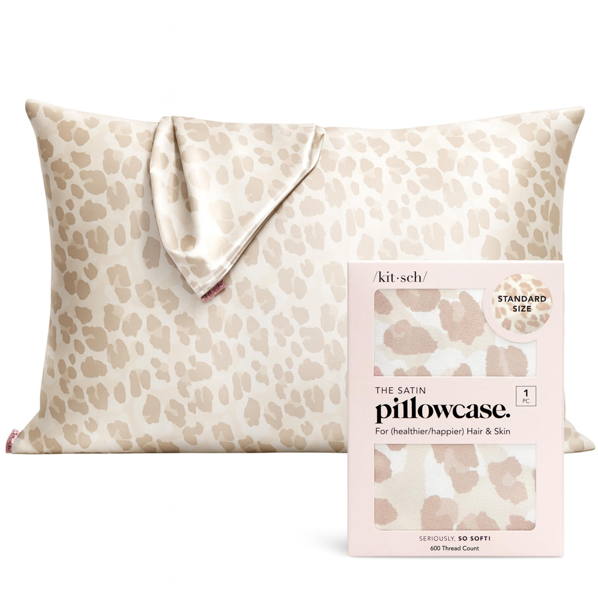 Kitsch Satin Pillowcase with Zipper - 2 pcs Standard Size, Aura