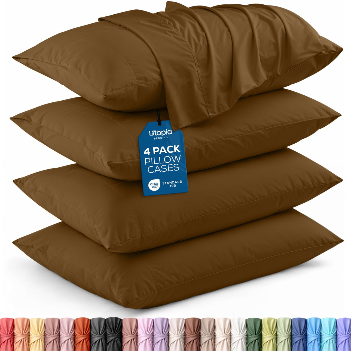 Pillow Covers Queen Size Set of 4, Soft and Comfy Pillow Cases, White