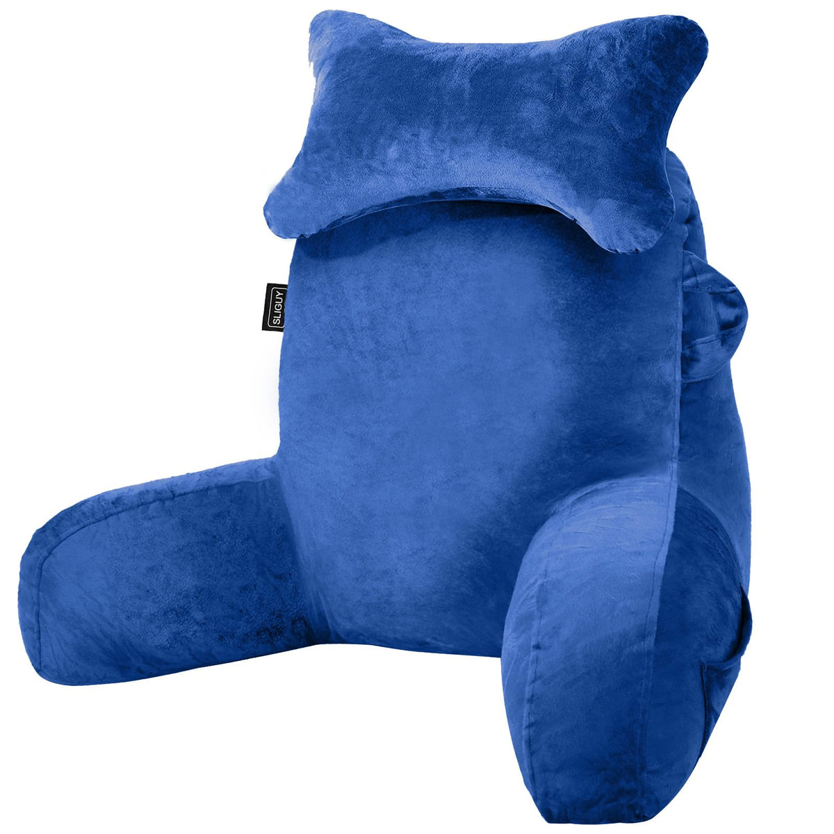 SLIGUY Reading Pillow for Sitting in Bed Couch Adult, Back Pillow with arm Support and Pockets, Adult Back Pillow Bed Chair for Bed Rest, Reading, Watching TV, Gaming for Boys and Girls Dark Grey