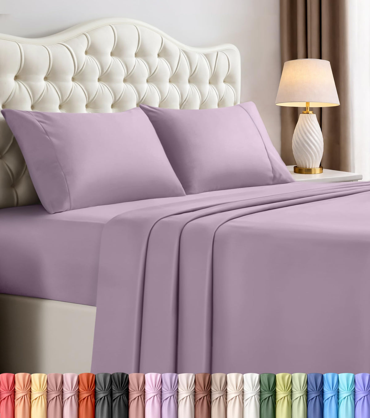 King Sheets Set, 4 Pieces 16" Deep Pocket Hotel Luxury Bed Sheets, Grey