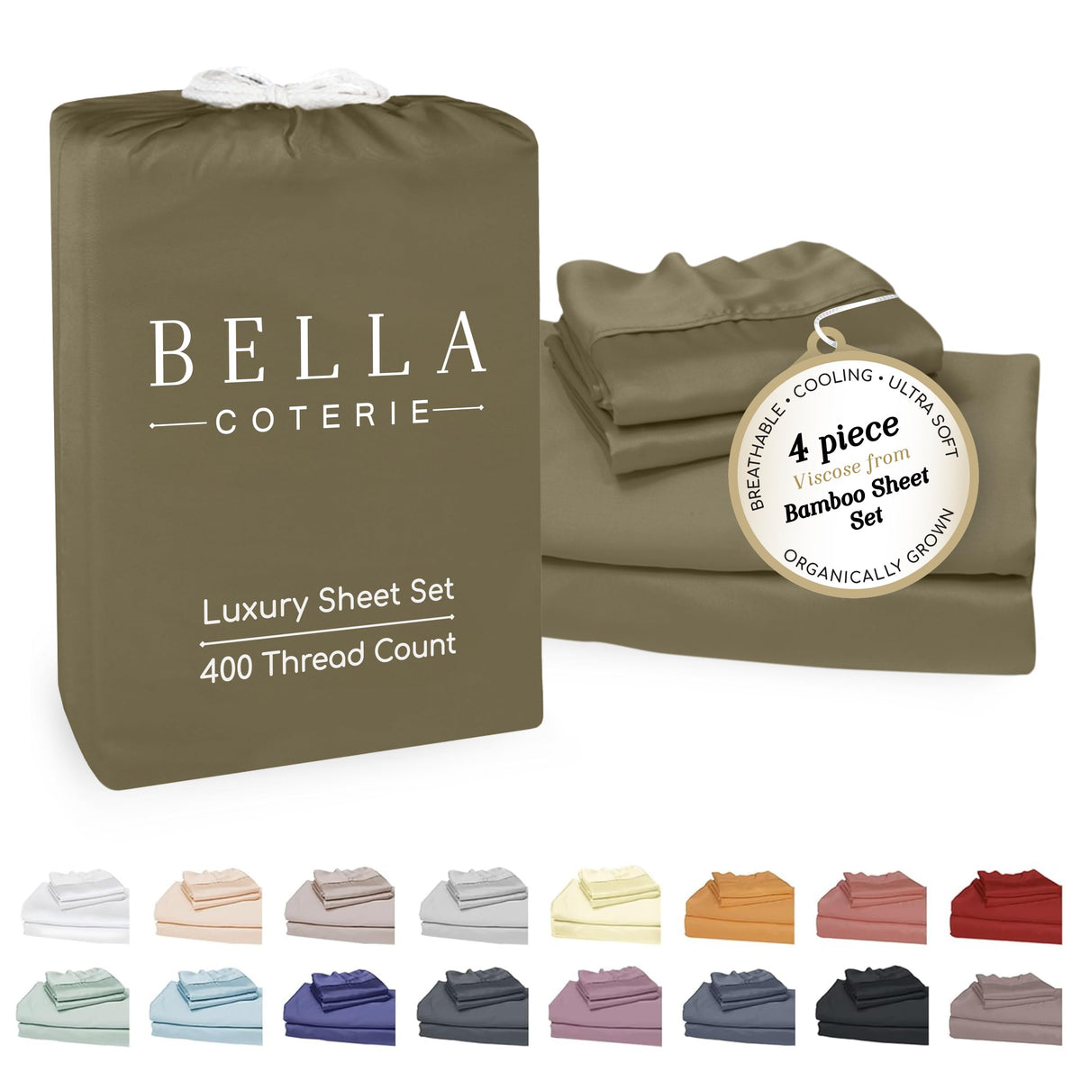 Bella Coterie Luxury Bamboo Viscose Queen Size Sheet Set